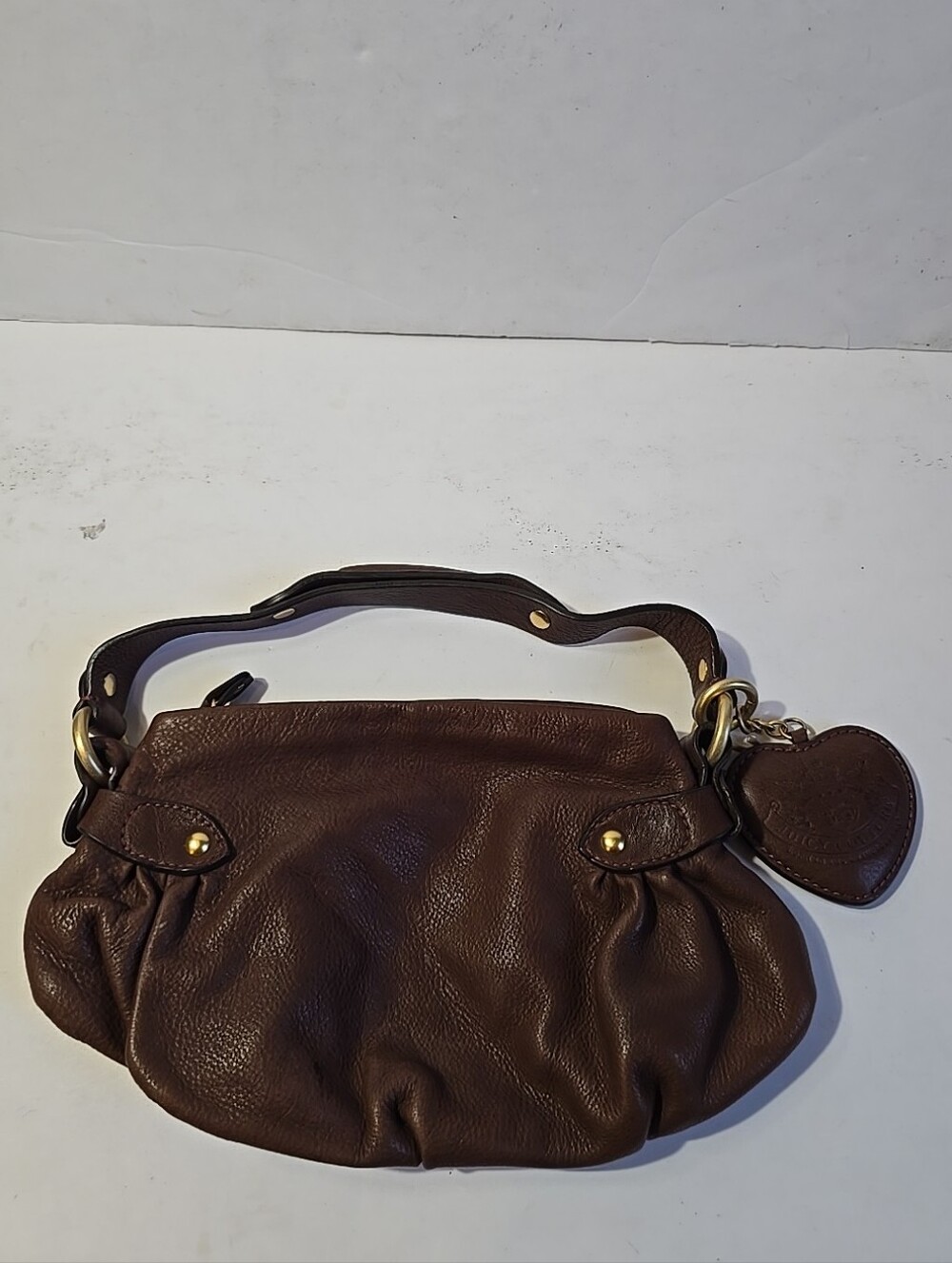 Vintage Y2K JUICY COUTURE Women's Brown Leather Shoulder Bag